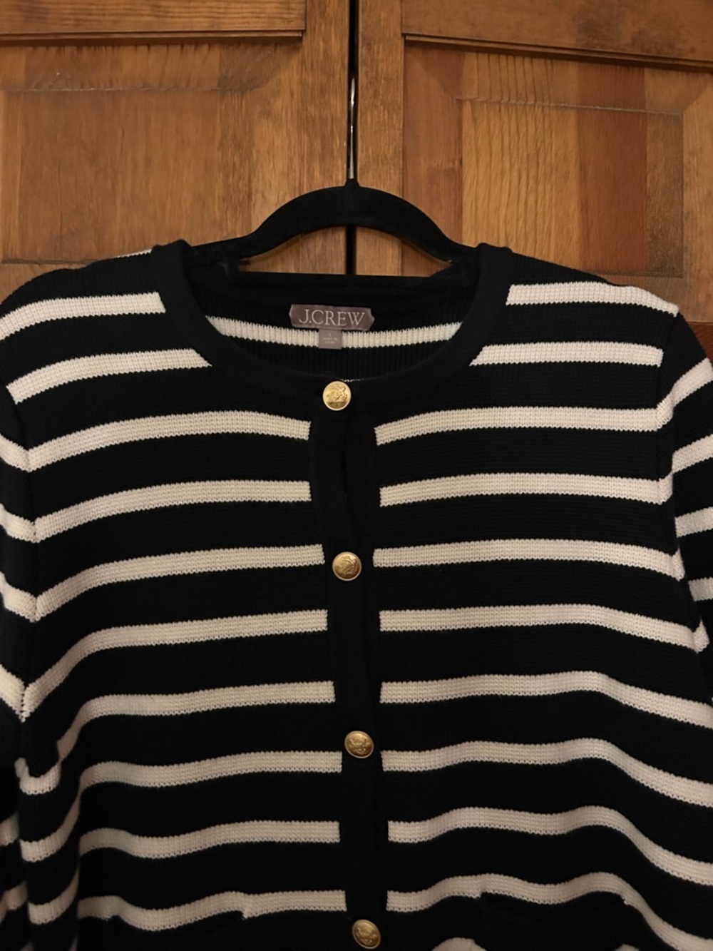 J. Crew Women’s L Preppy Classic Minimalist Striped Black White Emilie Cardigan - Picture 5 of 16